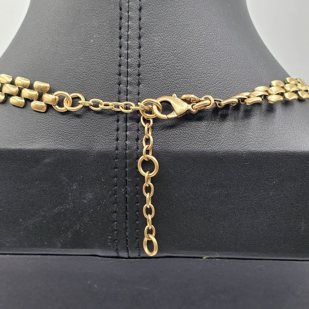 J. Crew Statement Crystal Bib Necklace Gold Tone Multi-Gem Sparkle Chunky Used - Picture 9 of 10